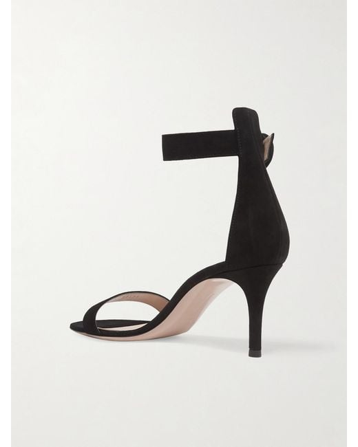 Gianvito Rossi Black Portofino 70 Suede Sandals