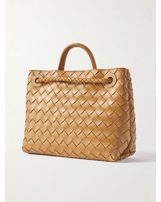 Bottega Veneta Natural Andiamo Kleine Tote Aus Intrecciato-Leder Mit Verzierung