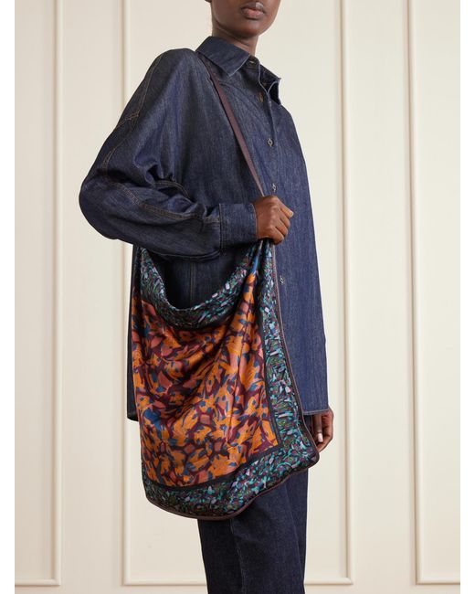 Dries Van Noten Red Printed Satin Shoulder Bag