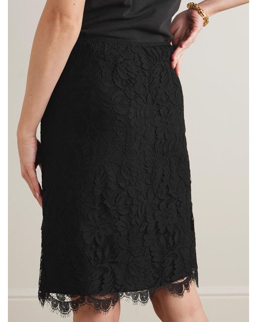 Chloé Black Cotton-Blend Lace Midi Skirt
