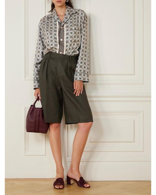 Loro Piana Gray Lian Printed Silk-Twill Shirt