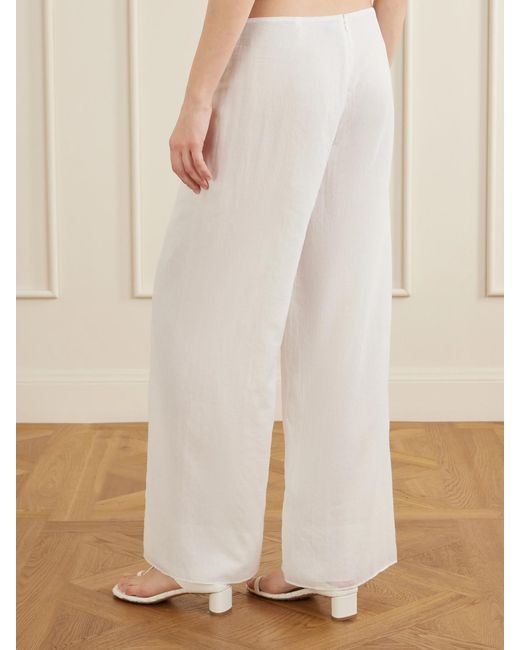 Christopher Esber White Porto Tie-Detailed Cotton-Voile Wide-Leg Pants