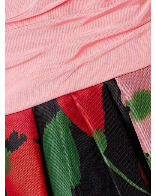 Robe Midi En Soie À Imprimé Fleuri Carolina Herrera en coloris Red