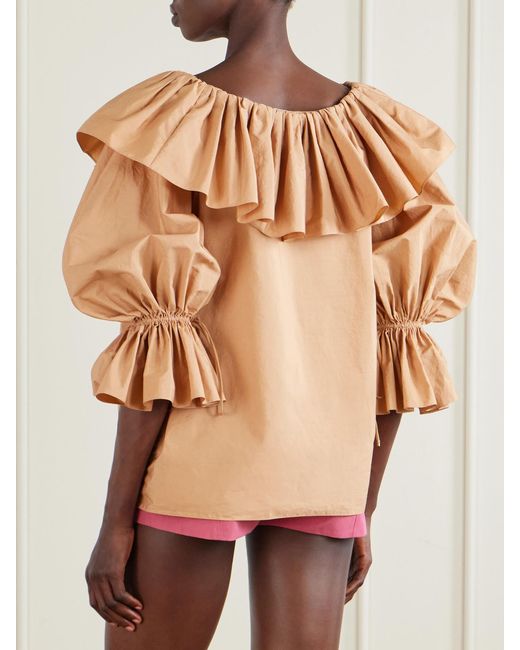 Chloé Natural Ruffled Cotton-Poplin Top
