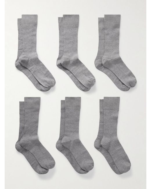 CDLP White Set Aus Sechs Paar Socken Aus Einer Gerippten Baumwollmischung