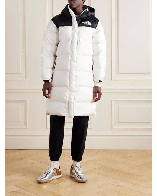The North Face White Nuptse Hooded Embroidered Quilted Shell Down Parka