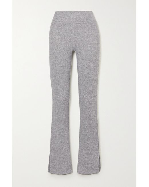 Stretch-knit Flared Pants in Grey 