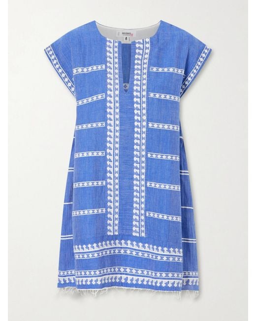 Lemlem Blue Elina Cotton-Gauze Coverup