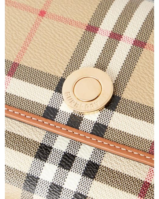 Burberry Natural Checked Leather-Trimmed Coated Canvas Clutch