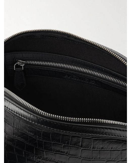 A.Emery Black Halloran Croc-Effect Leather Clutch