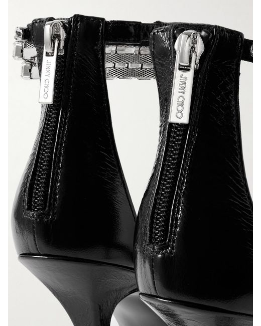 Jimmy Choo White Verity 100 Crystal-Embellished Leather Sandals
