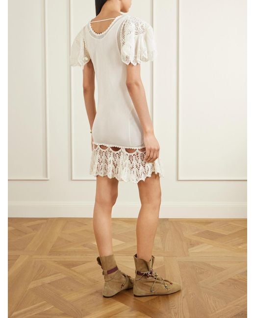 Isabel Marant White Diena Crocheted Cotton Mini Dress