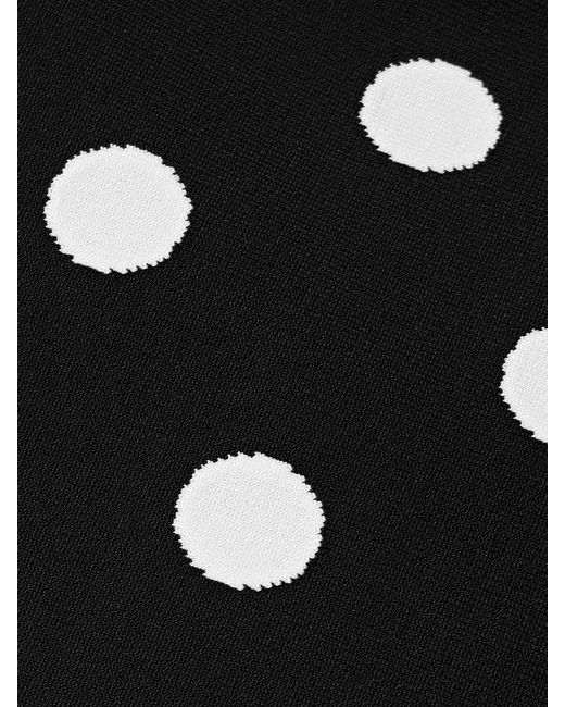 Carolina Herrera Black Cropped Polka-Dot Jacquard-Knit Tank