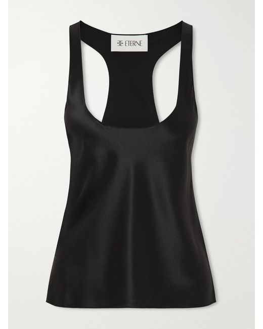 ÉTERNE Black Hedi Silk-Blend Satin Tank