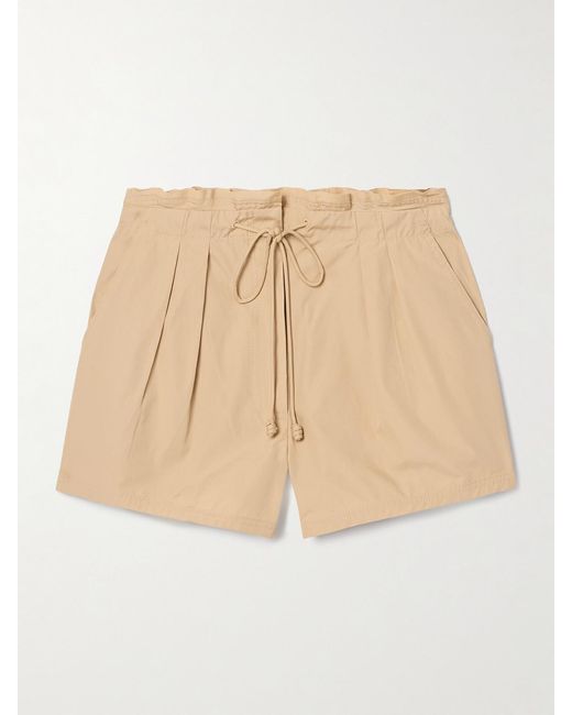 Ulla Johnson Natural Camryn Pleated Cotton-Poplin Shorts