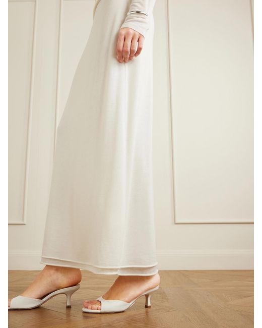 Colleen Allen White Stretch Tencel Modal, Silk And Cashmere-Blend Maxi Skirt