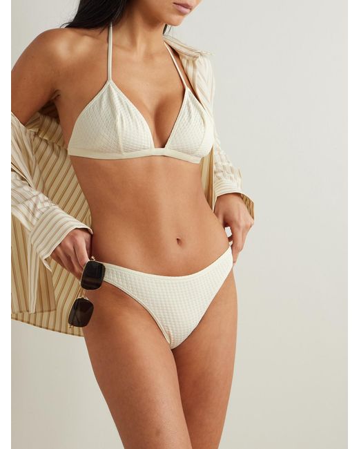 Eres White The Vogue Extra Grosgrain-Trimmed Jacquard Triangle Halterneck Bikini Top