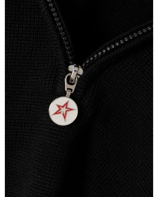 Perfect Moment Black Merino Wool La Tour Quarter-Zip Sweater