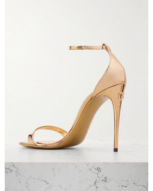 Dolce & Gabbana White Mirrored-Leather Sandals
