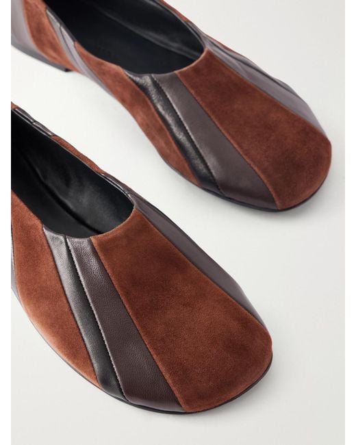 Proenza Schouler Brown Glove Paneled Leather And Suede Ballet Flats