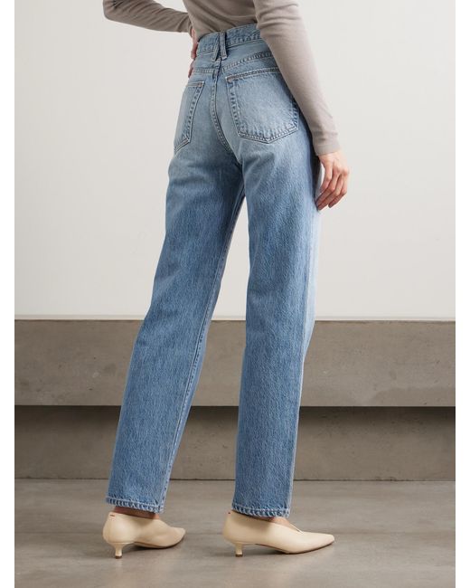 SLVRLAKE Denim Blue Kendra High-Rise Straight-Leg Jeans
