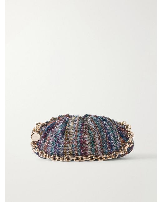 Missoni Blue Caperdoni Sequined Striped Shoulder Bag
