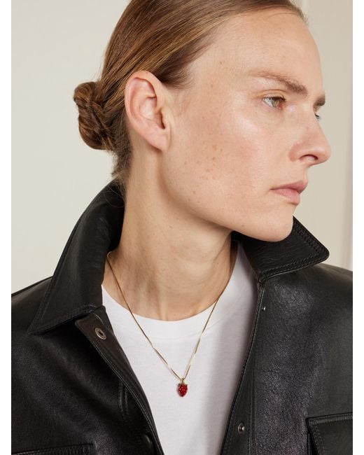 Saint Laurent White Tone And Enamel Necklace