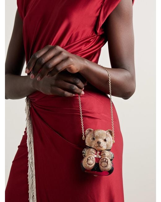 Judith Leiber Brown Albert Goldfarbene Clutch Mit Kristallen