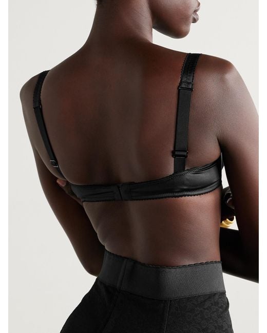 Dolce & Gabbana Black Silk-Blend Satin Underwired Balconette Bra