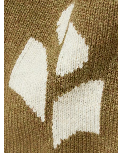 Isabel Marant Green Nola Intarsia Cotton And Wool-Blend Polo Sweater