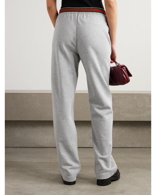 Gucci Gray Jogginghose Aus Baumwoll-Jersey Mit Streifen Und Applikation
