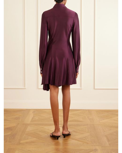 Rabanne Purple Pleated Jersey-Satin Mini Dress