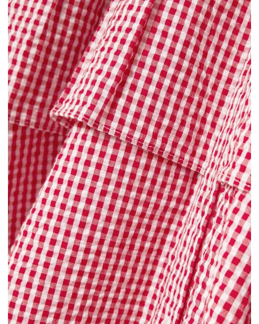 Rosie Assoulin Pink Boogie Woogie Bugle Boy Gingham Cotton-Seersucker Maxi Shirt Dress
