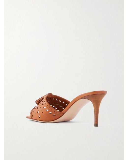 Gianvito Rossi Brown 70 Laser-Cut Leather Mules