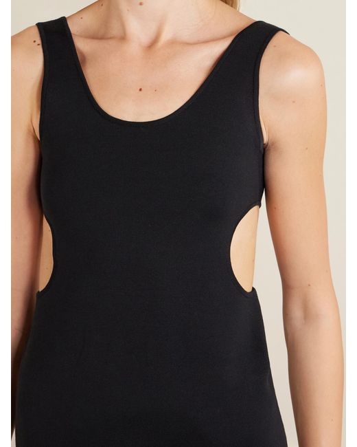 Auralee Black Cutout Ribbed-Knit Jersey Tank