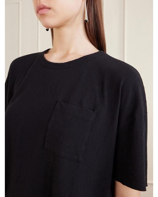James Perse Black Cropped Cotton-Blend Jersey T-Shirt