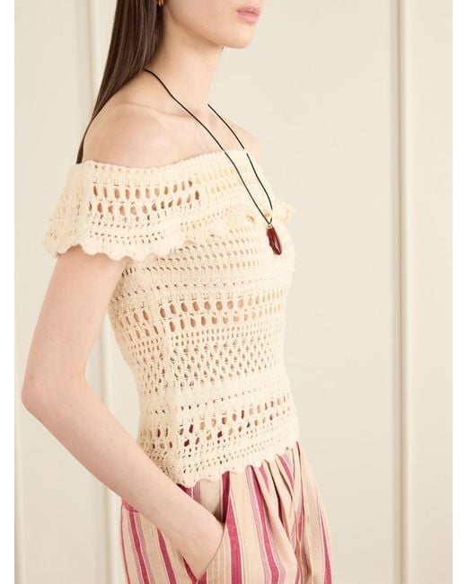 Isabel Marant Natural Zaelle Crocheted Cotton-Blend Top