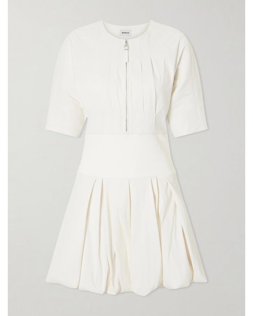 Jonathan Simkhai Natural Risel Pleated Poplin Mini Dress