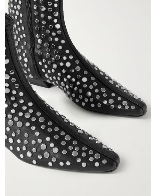 Staud Black Wally Studded Leather Ankle Boots