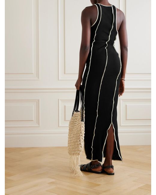 Nanushka Black Wanda Striped Recycled-Jersey Maxi Dress