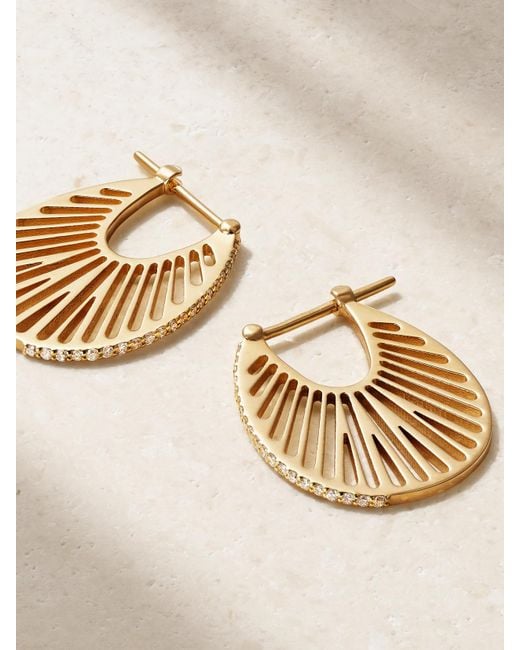 L'Atelier Nawbar Natural Flat Ray Large 18-Karat Diamond Hoop Earrings
