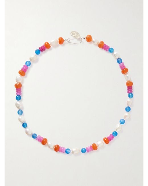 Gohar World Multicolor Turkish Delight Kette Aus Seide Mit Mehreren Steinen Und Details Aus Silber
