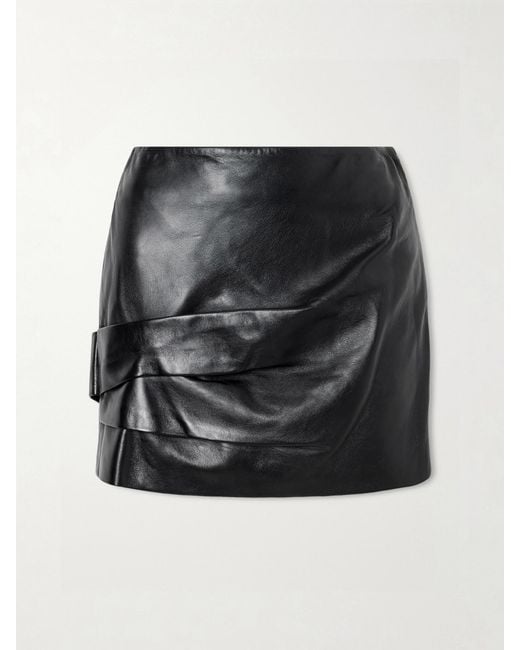 Isabel Marant Black Agnes Gathered Leather Mini Skirt