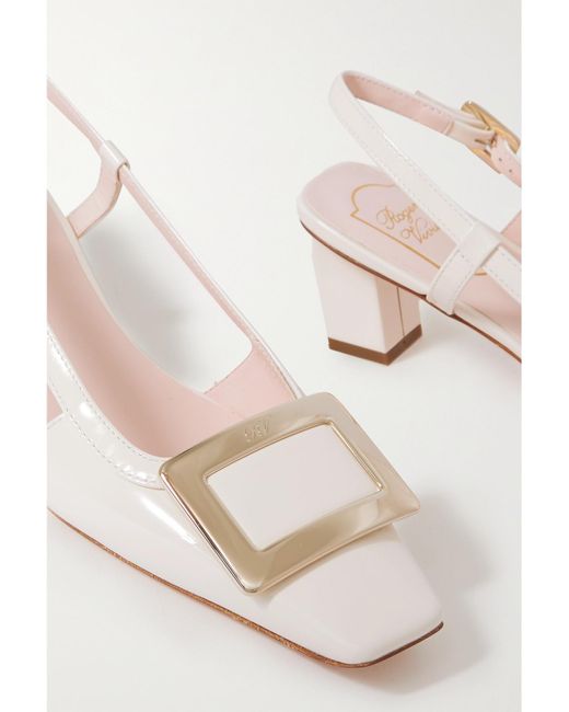Roger Vivier Natural Belle Vivier 45 Patent-Leather Slingback Pumps