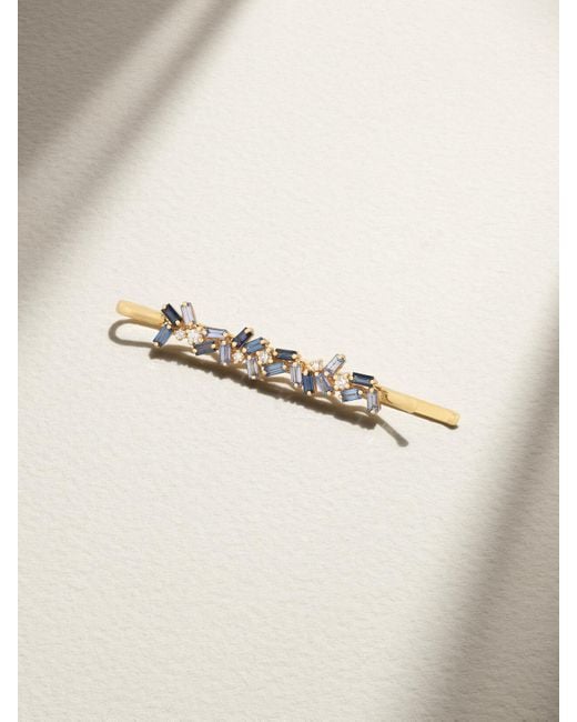 Suzanne Kalan Metallic 18-Karat, Sapphire And Diamond Hair Slide