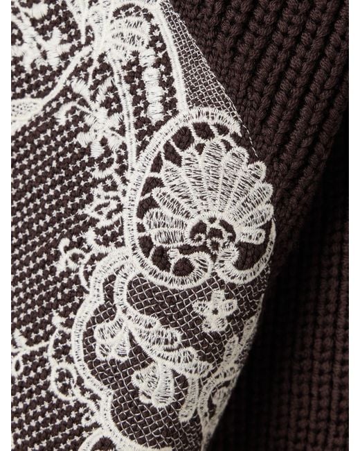 S.S.Daley Black Embroidered Ribbed Merino Wool Turtleneck Sweater