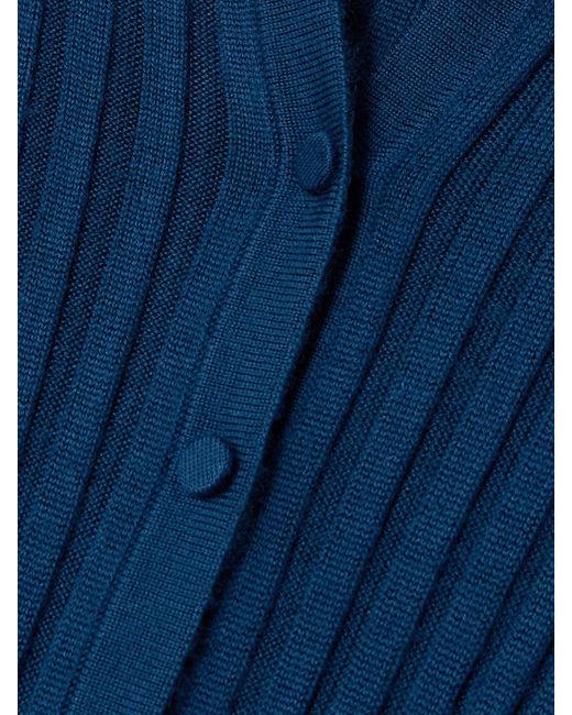 Robe Midi En Soie Et Cachemire Mélangés Côtelés Eyot Gabriela Hearst en coloris Blue