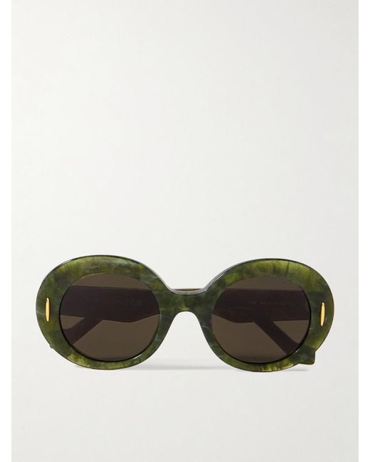 Loewe Green Round-Frame Marbled Acetate Sunglasses