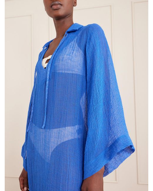 Lisa Marie Fernandez Blue Linen-Blend Coverup