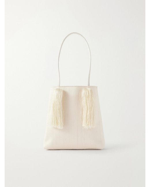 Le Sundial Natural Le Salon Tasseled Dupioni Clutch